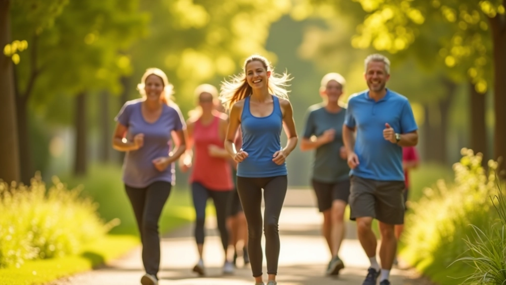 Adults walking together on a scenic park trail